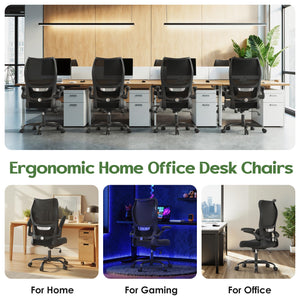 Ergonomic Mesh Office Chair with Lumbar Support & Flip-Up Armrests