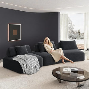 Oversized Modular Sectional Sofa with Removable Backrests & Deep Seat