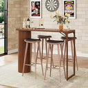 55" Fluted Wood Bar Table with Metal Frame