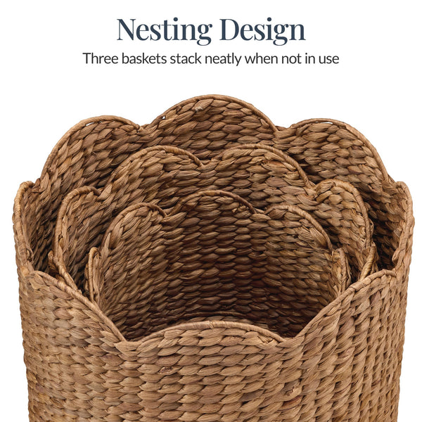 Water Hyacinth Nesting Storage Baskets Set of 3