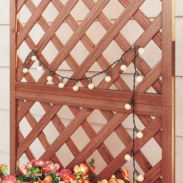 Wooden Raised Garden Bed with Trellis 59" Outdoor Planter Box with Drainage Holes