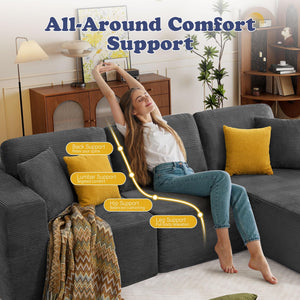 Modular L-Shape Sectional Sofa with Chaise | Deep Seat Corduroy