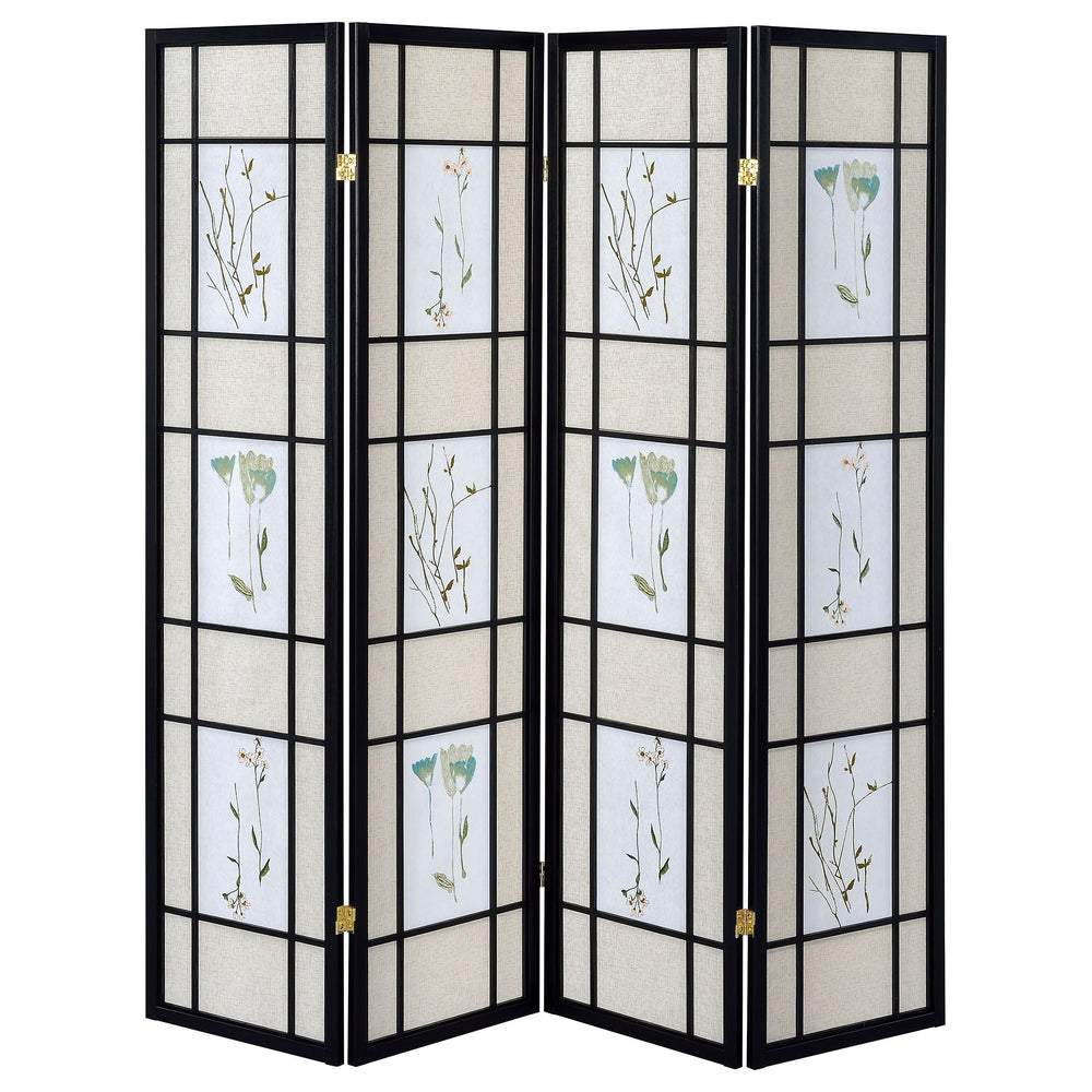 4-Panel Floral Room Divider – 70 Inch Folding Privacy Screen