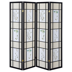 4-Panel Floral Room Divider – 70 Inch Folding Privacy Screen
