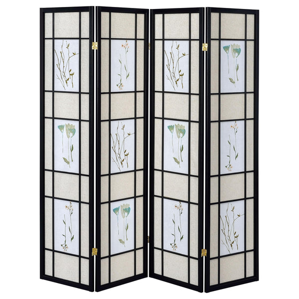 4-Panel Floral Room Divider – 70 Inch Folding Privacy Screen