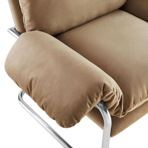 Velvet Accent Armchair with Removable Cushions
