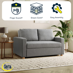 Convertible Sleeper Loveseat – Boucle Fabric, Pocket Coil Support