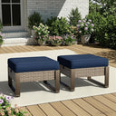 PE Rattan Outdoor Ottoman Set with Removable Cushions