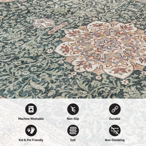 Traditional Oriental Medallion Washable Area Rug