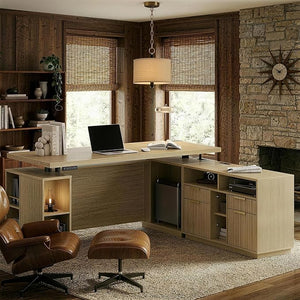 70" L-Shaped Electric Standing Desk with File Cabinet