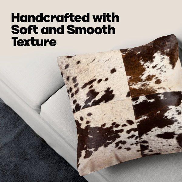 Cowhide Throw Pillows 18x18 – Set of 2 with Poly Insert