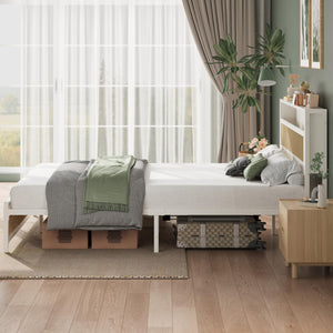 Rattan Queen Bed Frame with Storage Headboard