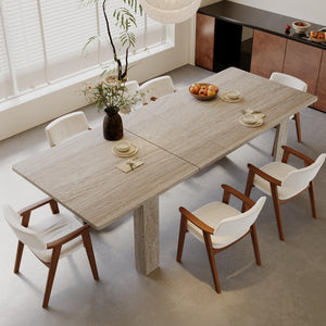 Extendable Dining Table for 6–10 People, 55" to 86", Rectangular Kitchen Table