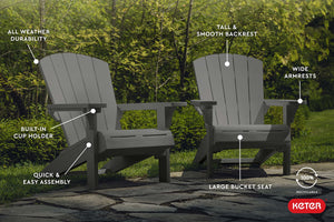 Adirondack Resin Patio Chair with Cup Holder