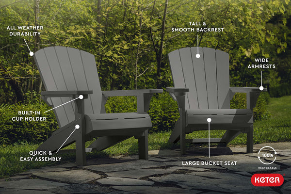 Adirondack Resin Patio Chair with Cup Holder