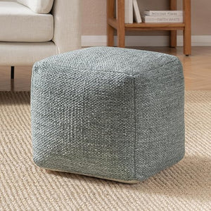 Square Pouf Ottoman Footrest – Polyester Cotton Floor Seating