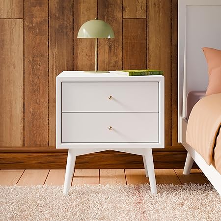 Wood Nightstand with 2 Drawers – Kids & Guest Bedroom Bedside Table
