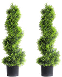 35-Inch Spiral Topiary Trees – 2 Pack Artificial Outdoor Plants