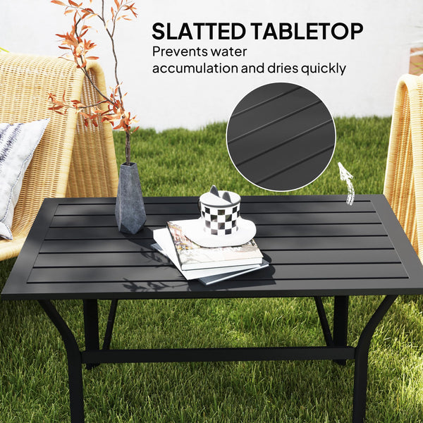 Outdoor Metal Patio Coffee Table with Slatted Top
