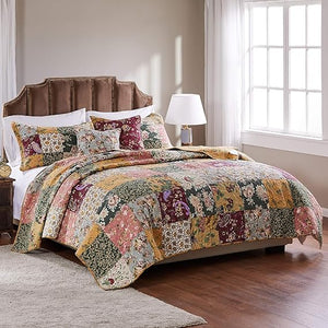Cotton Patchwork Quilt Set – Floral & Paisley Bedding