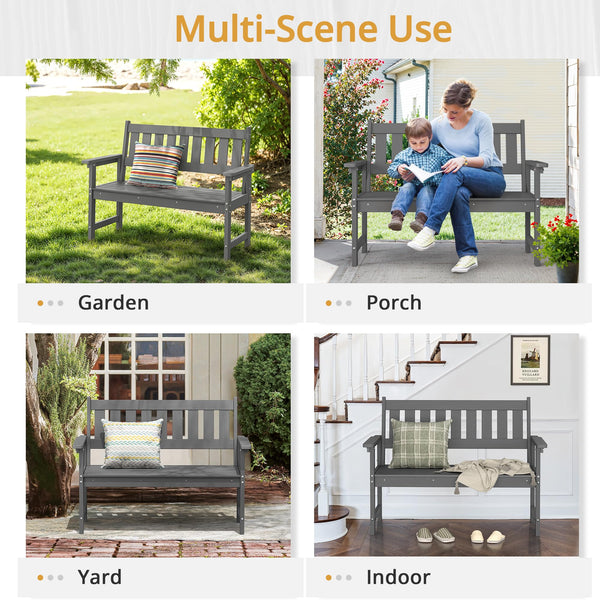 HDPS Outdoor Bench with Ergonomic Backrest, 2-Person
