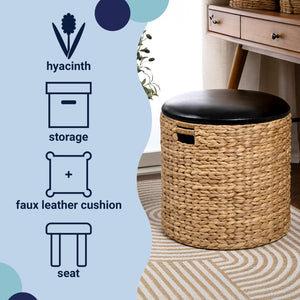 Water Hyacinth Storage Ottoman with Lid