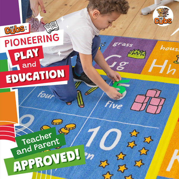 Kids Educational ABC Alphabet Numbers & Shapes Area Rug