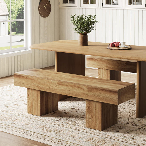 55" Farmhouse Entryway Bench – Engineered Wood, Brown