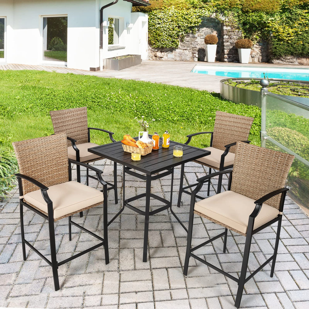 32-Inch Square Outdoor Steel Bar Table