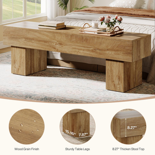 63-Inch Farmhouse Entryway Bench – Engineered Wood, Black & Rustic Brown
