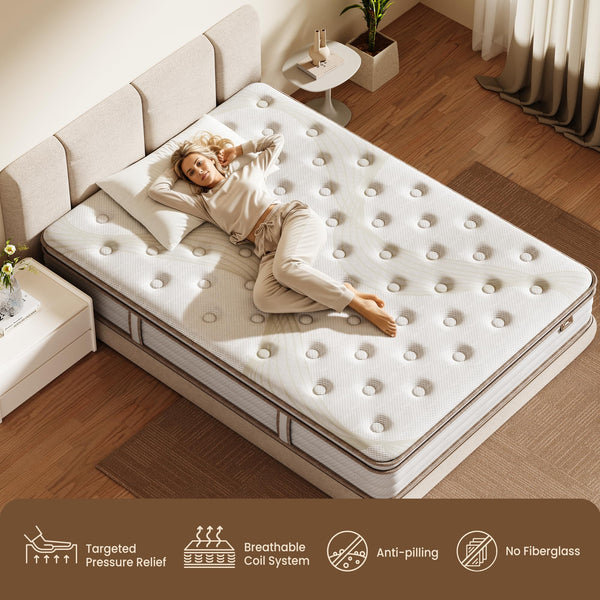 Twin 12-Inch Hybrid Mattress – Medium Firm, Zoned Pocket Coil & Gel Memory Foam