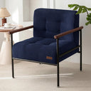 Modern Upholstered Accent Chair with Wood Armrests