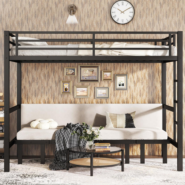 Twin XL Over Twin XL Futon Bunk Bed with Sofa