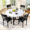 Round Dining Table Set for 4 with Faux Leather Chairs