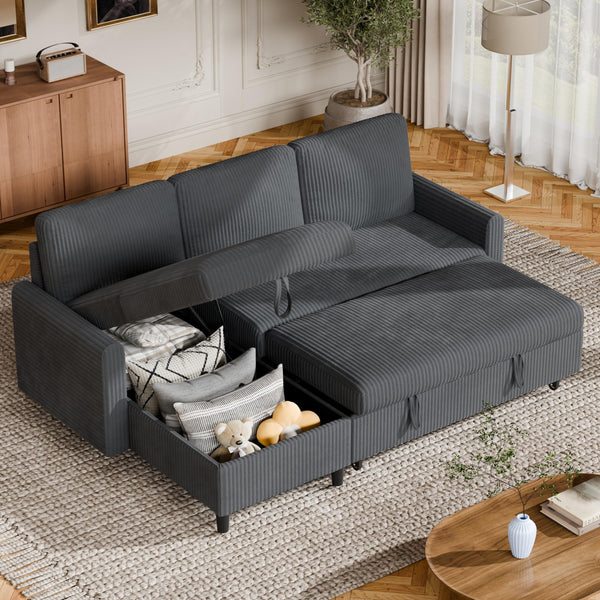 L-Shaped Sleeper Sofa with Storage Chaise