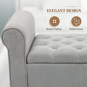 Storage Ottoman Bench with Rolled Arms & Hidden Storage