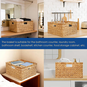 Water Hyacinth Storage Baskets with Handles – Set of 3