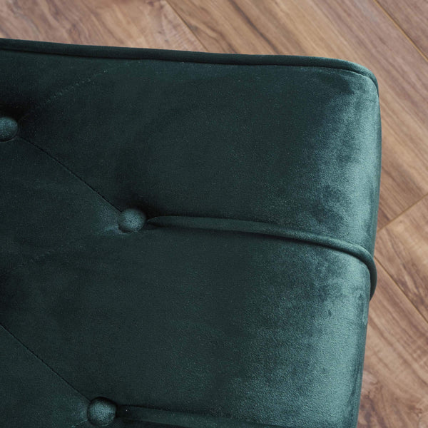 Tufted Velvet Chaise Lounge with Scrolled Backrest – Dark Teal