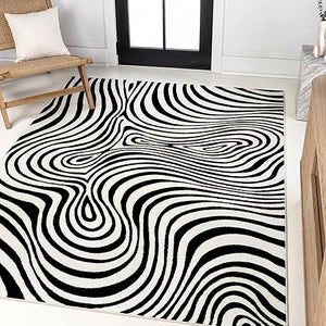High-Low Abstract Striped Indoor Outdoor Area Rug 7'9" x 10'