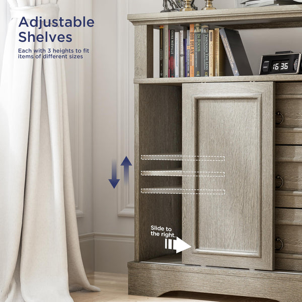 Farmhouse Storage Cabinet with Drawers and Sliding Barn Door