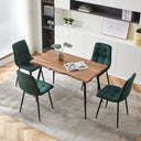 5-Piece Rectangular Dining Table Set with Velvet Chairs & Metal Legs