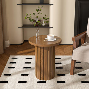 Round Fluted Pedestal End Table