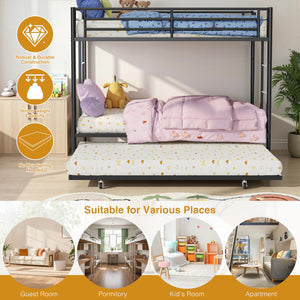 Metal Twin Over Twin Bunk Bed with Trundle