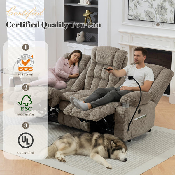 3-Seater Manual Recliner Sofa with Hidden Storage