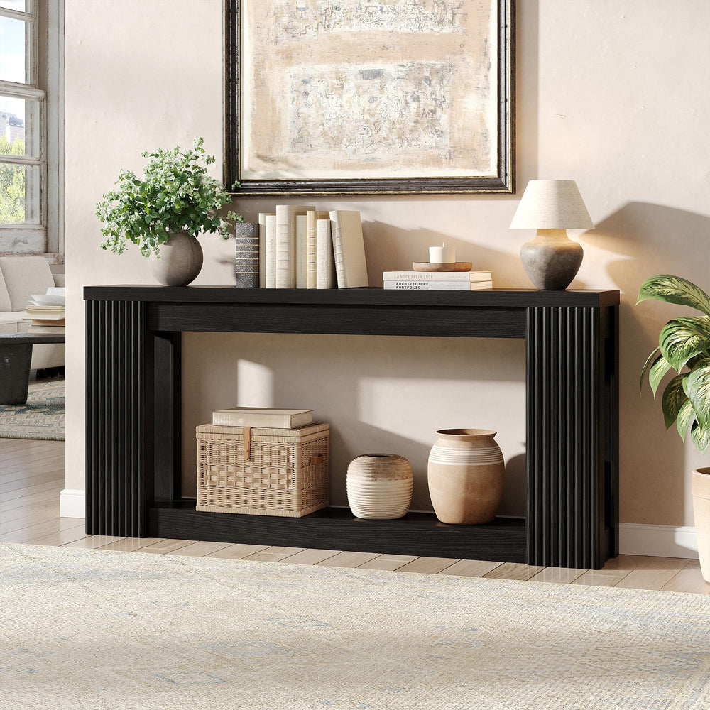 Fluted Console Table with Storage – 71 Inch Entryway Sofa Table