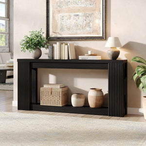 Fluted Console Table with Storage – 71 Inch Entryway Sofa Table