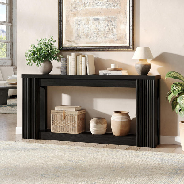 Fluted Console Table with Storage – 71 Inch Entryway Sofa Table