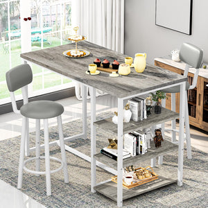 Counter Height Bar Table Set with Storage & Stools