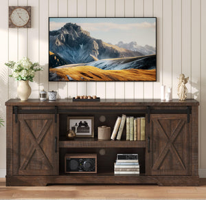 66" Farmhouse TV Stand with Barn Door