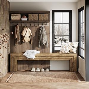 71" Extra Long Entryway Bench, Modern Farmhouse Style